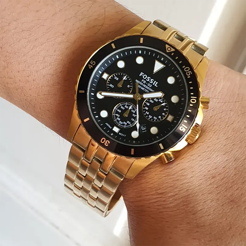Fossil FB-01 Chronograph Gold-Tone Black Dial Men's Watch- FS5836